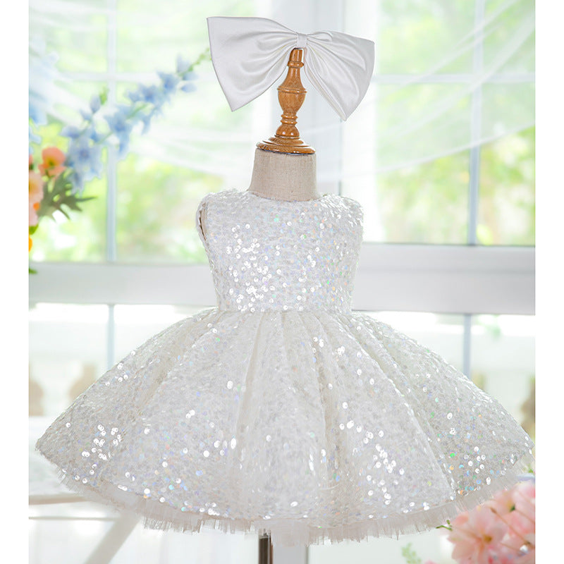 Vestido de fiesta de cumpleaños con lentejuelas hasta la rodilla 
