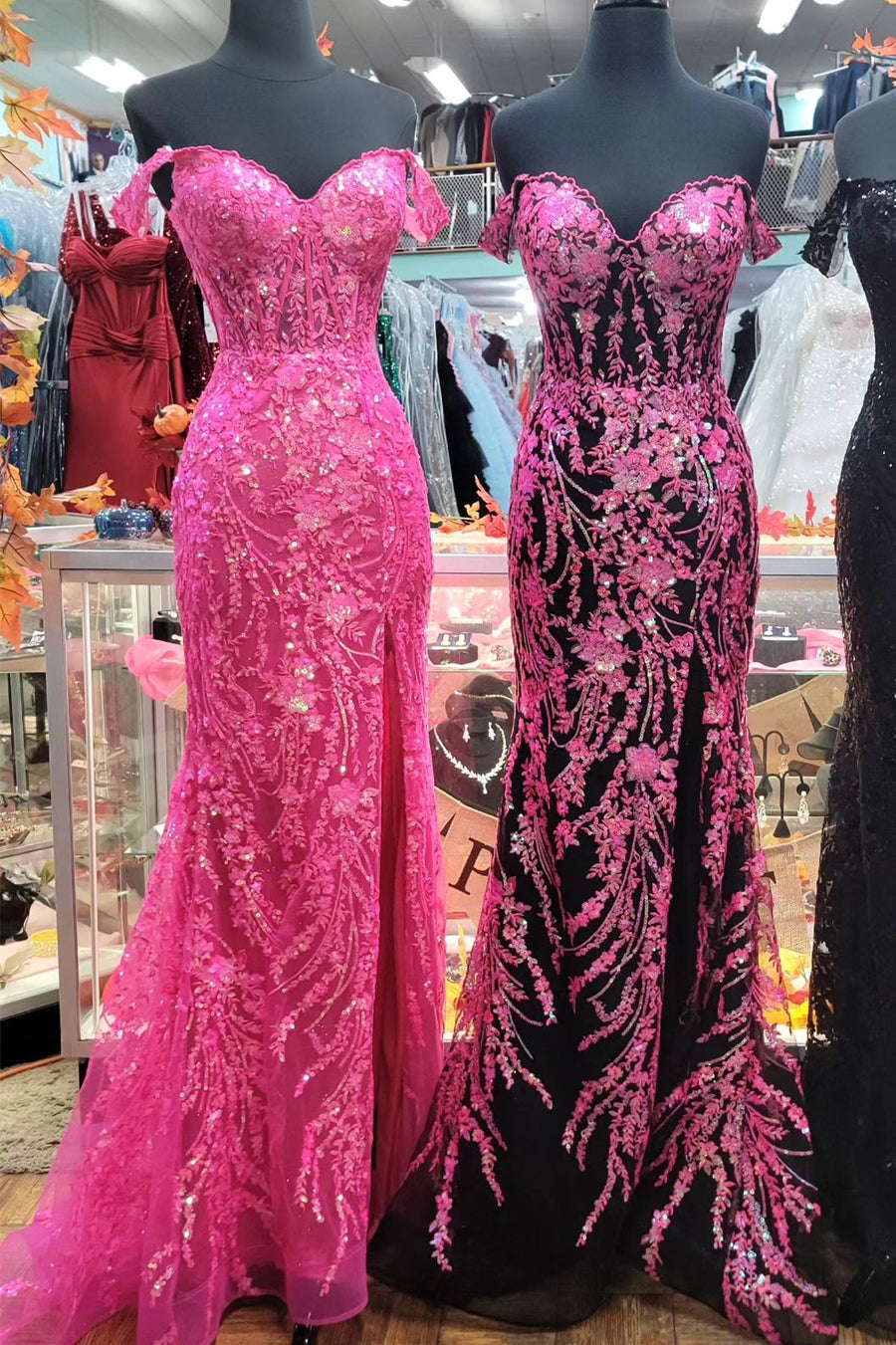 Baoleely Soleil | Gold Sequin Lace Off the Shoulder Mermaid Prom Dress