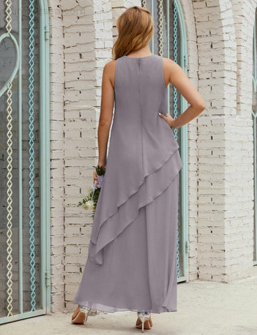 Vestido largo de gasa de talla grande para la madre de la novia, vestido de gala para dama de honor, vestido de graduación SY28019