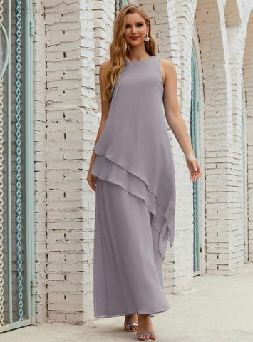 Vestido largo de gasa de talla grande para la madre de la novia, vestido de gala para dama de honor, vestido de graduación SY28019