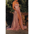 Robe de bal rose fendue à taille haute et décolleté en cœur