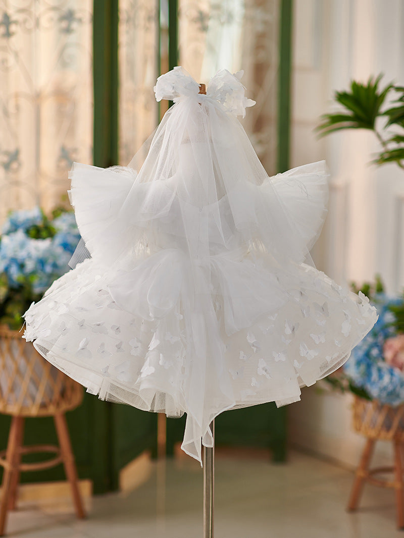 Vestido de tul hasta la rodilla para fiesta de cumpleaños de niña 