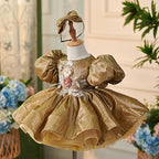Vestido de fiesta de primer cumpleaños para niña, de jacquard hasta la rodilla 