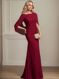 Vestido de chifón hasta el suelo, corte sirena/trompeta, para la madre de la novia, con pliegues 