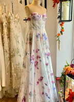 Robe de mariée bustier trapèze à imprimé floral Y6970