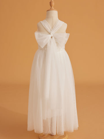 Vestido de bebé niña con lazo de tul y aplique floral en 3D de la colección Jardín Encantado 