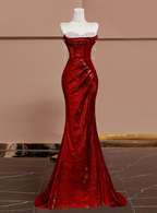 Vestido de noche de fiesta con lentejuelas brillantes estilo sirena y escote corazón Y7612