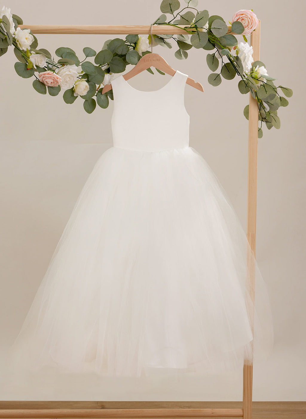 Vestido de gala/de princesa de satén y tul hasta los tobillos 