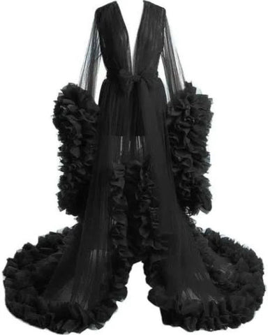 Falda larga de malla fina para maternidad, ropa de estudio fotográfico, bata sexy de mañana