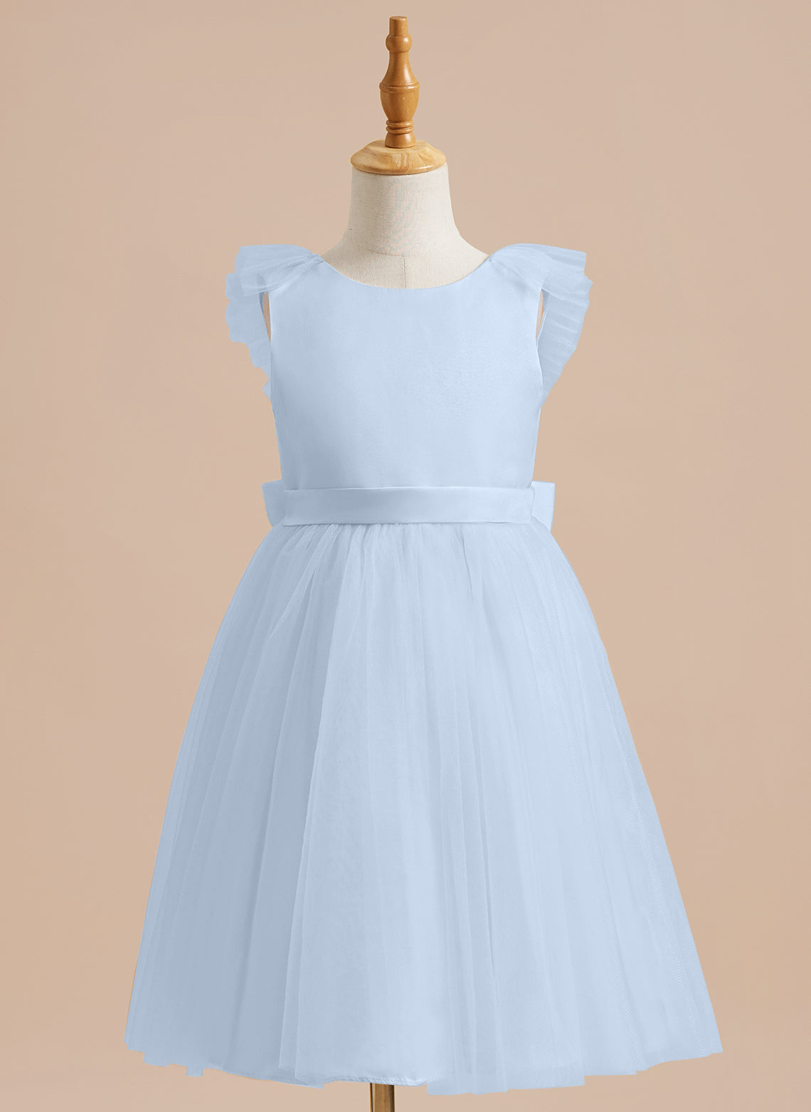 Vestido de niña de las flores de corte A, de satén y tul, hasta la rodilla 