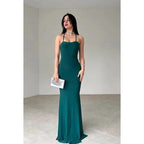 Robe de soirée sexy, fourreau/colonne, simple et décontractée, à bretelles croisées, carrée