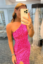 Robe de bal longue à paillettes et sequins avec fente