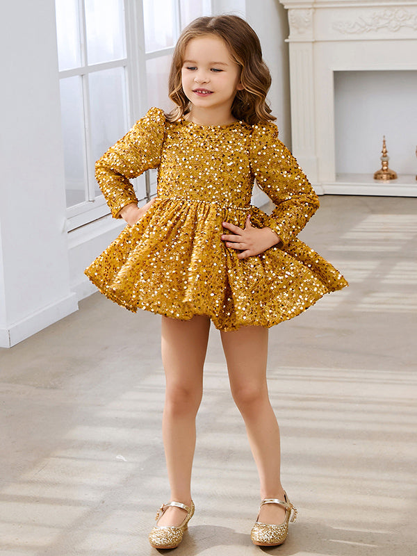 Vestido corto/mini de lentejuelas estilo princesa para bebé niña 