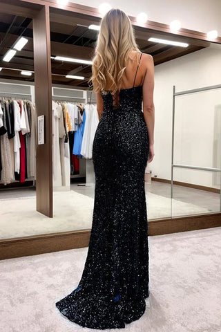 Robe de bal longue sirène à sequins violets