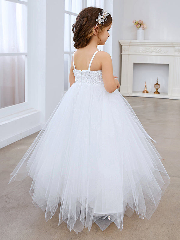 Vestido de baile/vestido largo de princesa de tul y encaje blanco (010145213) 