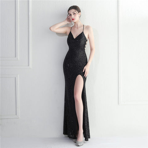 Nightclubs Dinner Ceremony Performance Evening Dress with Crisscross Elegance