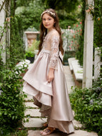 Vestido asimétrico de satén de corte A para niña de las flores 