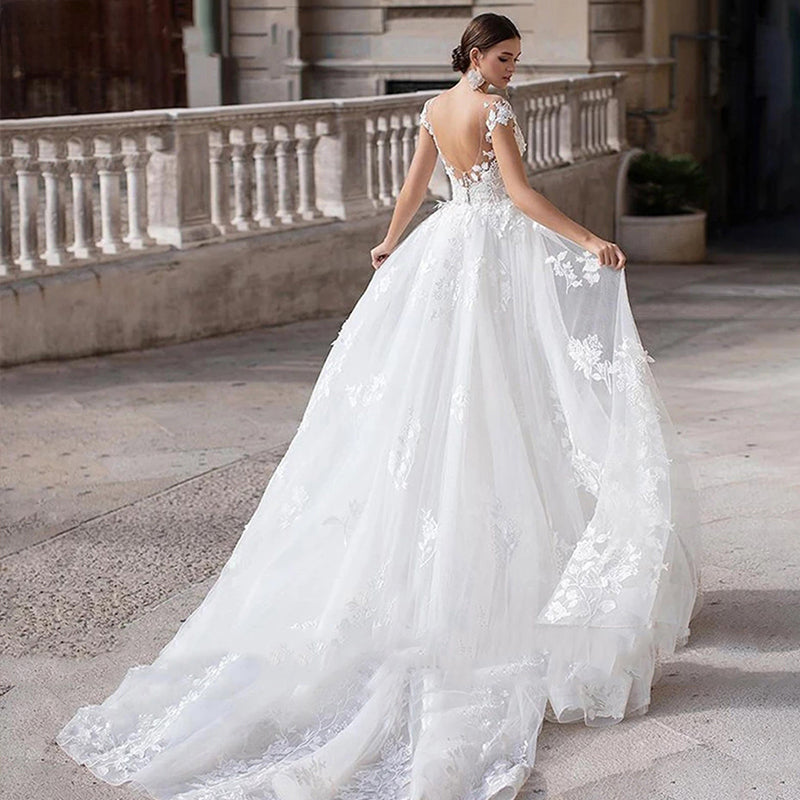 Mermaid Wedding Dresses Women Cap Sleeves Backless Lace Appliques Bridal Gown Detachable Train Vestidos De Novia