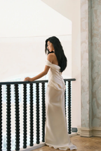 Charming Off Thes Satin Mermaid Evening Dress,White Prom Dress Wedding Dress Y8592