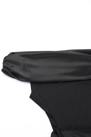 Vestidos de noche sexys, formales y de malla sólida con cuello oblicuo 