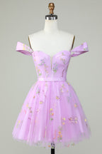 Vestido corto de fiesta estilo champán, corte en A, escote corazón