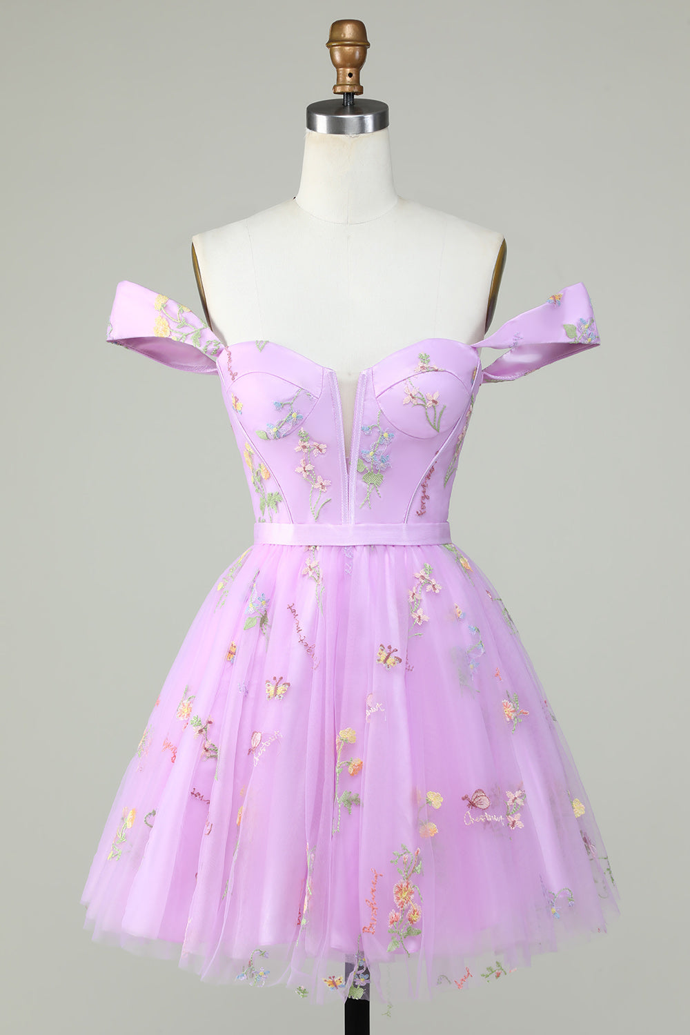 Robe de bal courte champagne mignonne trapèze à décolleté cœur
