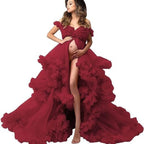 Vestido de malla para embarazadas, falda para fotos, escote en V profundo, estilo perspectiva, ideal para fotografía de retratos (6121#).