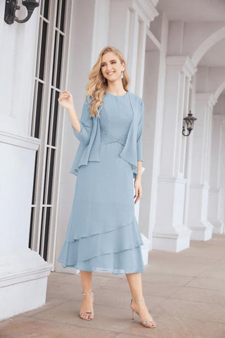 Vestido de fiesta formal de dos piezas corte A para la madre de la novia Sunderly SY28072