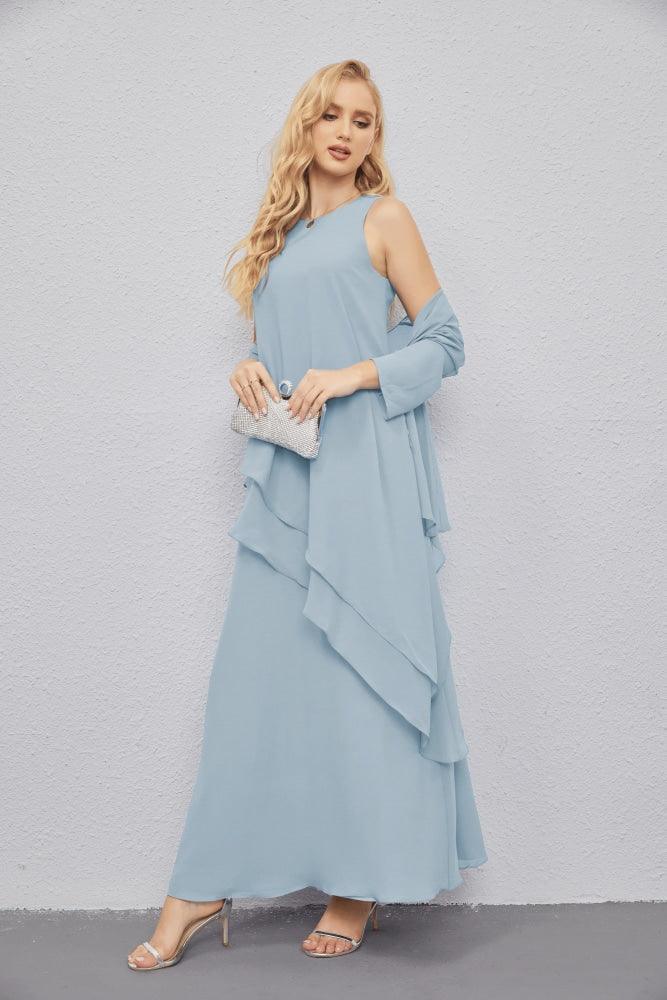 Vestidos de madre de la novia con cárdigan ligero abierto al frente, vestido formal de fiesta 28081 