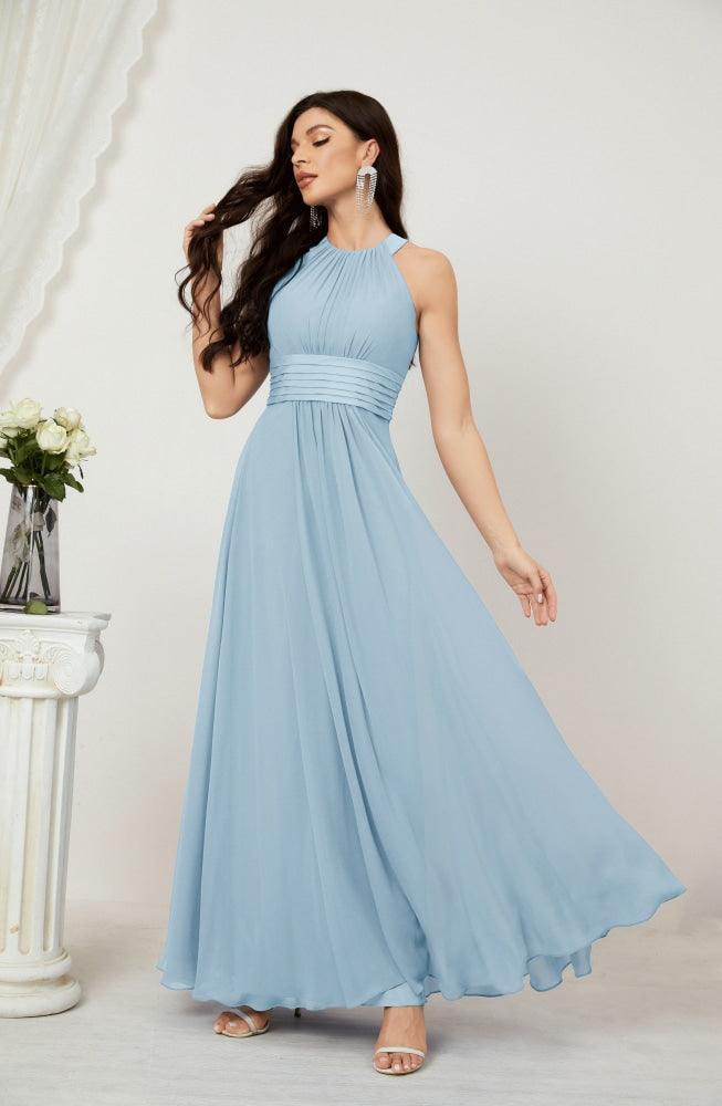 Robe de soirée formelle Baoleely en mousseline de soie, col licou, longue, sans manches, robe de demoiselle d'honneur 2802 