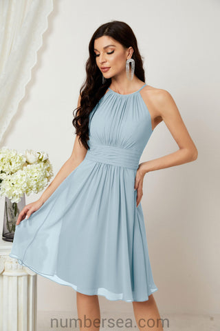 Vestidos de fiesta de bienvenida con cuello halter, vestido formal de cóctel para noche 28011 