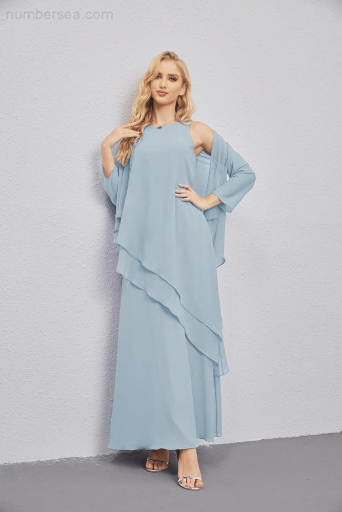 Vestidos de madre de la novia con cárdigan ligero abierto al frente, vestido formal de fiesta 28081 