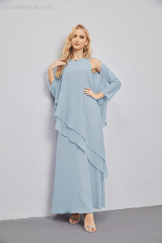 Vestidos de madre de la novia con cárdigan ligero abierto al frente, vestido formal de fiesta 28081 