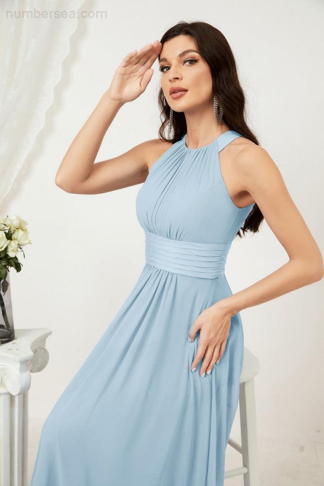 Robe de soirée formelle Baoleely en mousseline de soie, col licou, longue, sans manches, robe de demoiselle d'honneur 2802 