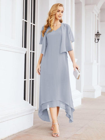 Vestido de fiesta formal de dos piezas corte A para la madre de la novia Sunderly SY28073