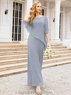 Vestido largo de fiesta formal Sunderly para la madre de la novia con capa de volantes SY28026