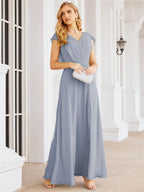 Robe de demoiselle d'honneur Sunnderly, robe de bal formelle à cape, robe dos nu pour la mère de la mariée SY28058 