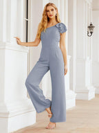Baoleely Women's One Shoulder Long Jumpsuit Formal Evening Dress Long Bridesmaid Dresses Pants Wedding Party 28034