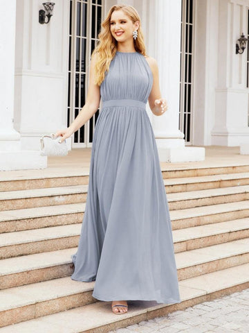 Baoleely Halter Bridesmaid Dress Empire Waist Formal Evening Prom Gown for Mother of The Bride 28030