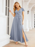 Bridesmaid Dresses with Flutter Sleeves Formal Evening Party Prom Gowns 28044