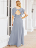 Robe de demoiselle d'honneur Sunnderly, robe de bal formelle à cape, robe dos nu pour la mère de la mariée SY28058 