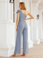 Baoleely Women's One Shoulder Long Jumpsuit Formal Evening Dress Long Bridesmaid Dresses Pants Wedding Party 28034