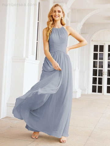 Baoleely Sleeveless Bridesmaid Dresses Long Prom Gown Zipper with Keyhole Back 28056