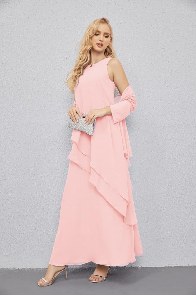 Vestidos de madre de la novia con cárdigan ligero abierto al frente, vestido formal de fiesta 28081 