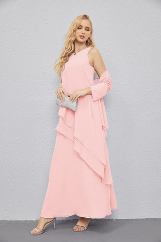 Vestidos de madre de la novia con cárdigan ligero abierto al frente, vestido formal de fiesta 28081 