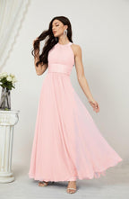 Robe de soirée formelle Baoleely en mousseline de soie, col licou, longue, sans manches, robe de demoiselle d'honneur 2802 