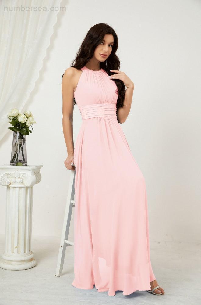 Robe de soirée formelle Baoleely en mousseline de soie, col licou, longue, sans manches, robe de demoiselle d'honneur 2802 