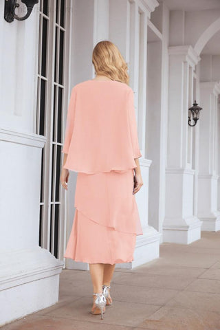 Vestido de fiesta formal de dos piezas corte A para la madre de la novia Sunderly SY28072