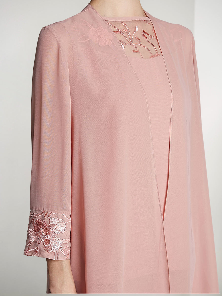 Tailleurs-pantalons en mousseline à manches longues pour la mère de la mariée, avec veste 
