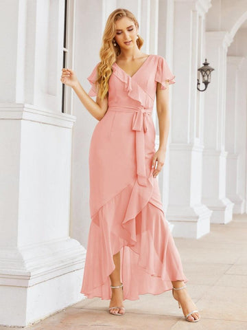 Vestidos de dama de honor Baoleely con volantes, estilo sirena, para fiestas formales, vestidos de noche, bailes de graduación y vestidos de violín 28042